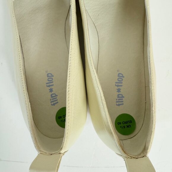 FlipFlop Cream Leather Tassel Loafers Size 8.5 Slip On Flat Stack Heel Casual - Picture 13 of 14